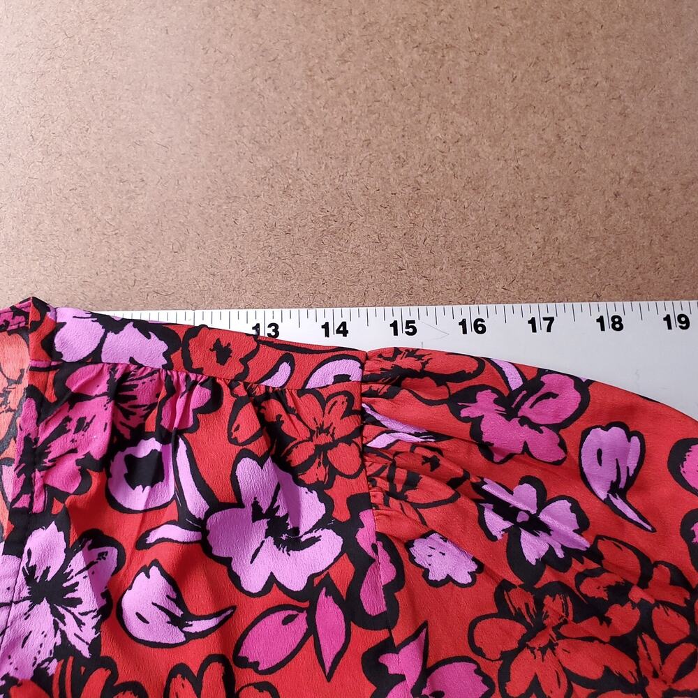 Influence A-line Dress Sz 6 Red Floral Knee-Length Smock Half Sleeve Skater Mini - Picture 7 of 12